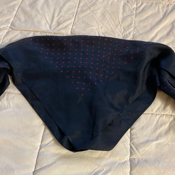 Napoli Scarf Polka Dot Navy 31x31 Fabric Unknown Napoli Italy Square - Picture 4 of 7